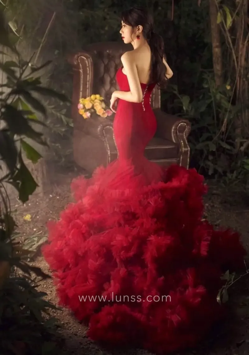 engagement dress with train dramatic