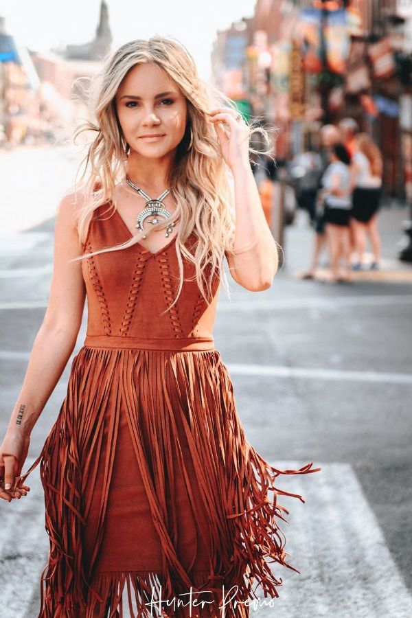 leather fringe dress edgy boho