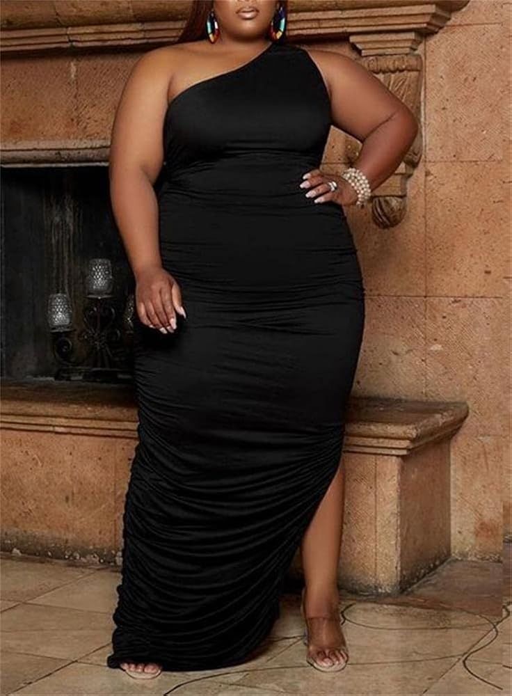 one shoulder bodycon dress plus size