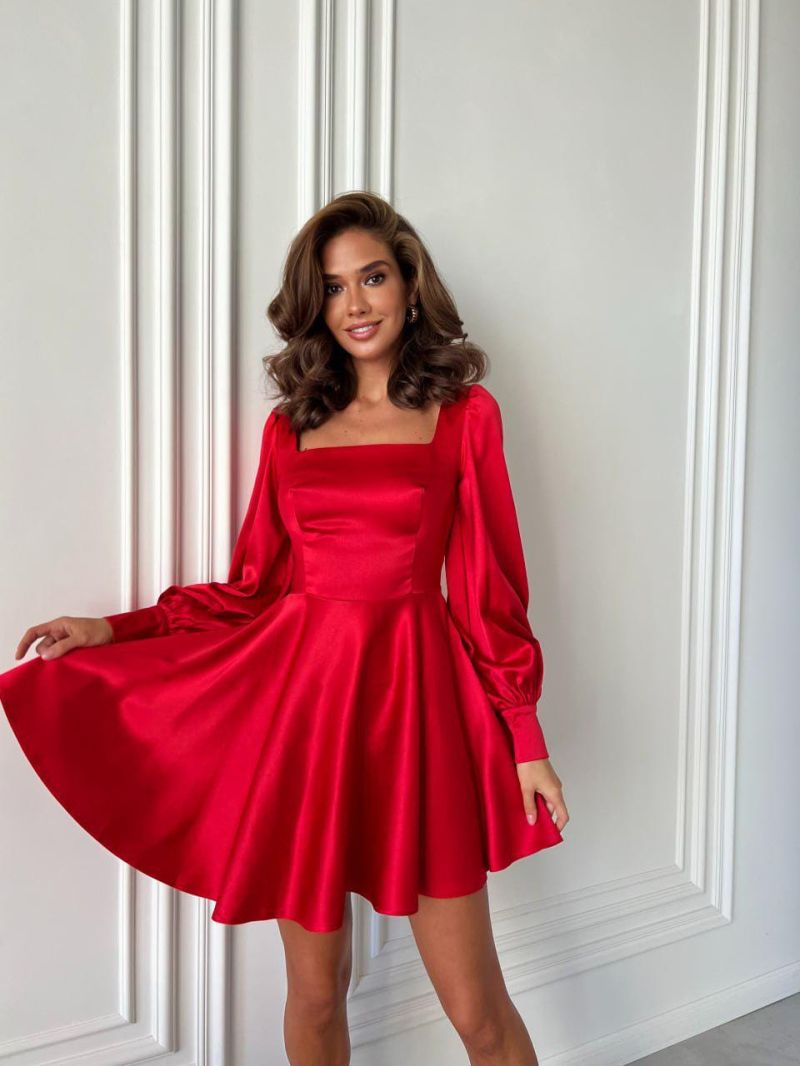 red satin cocktail dress holiday