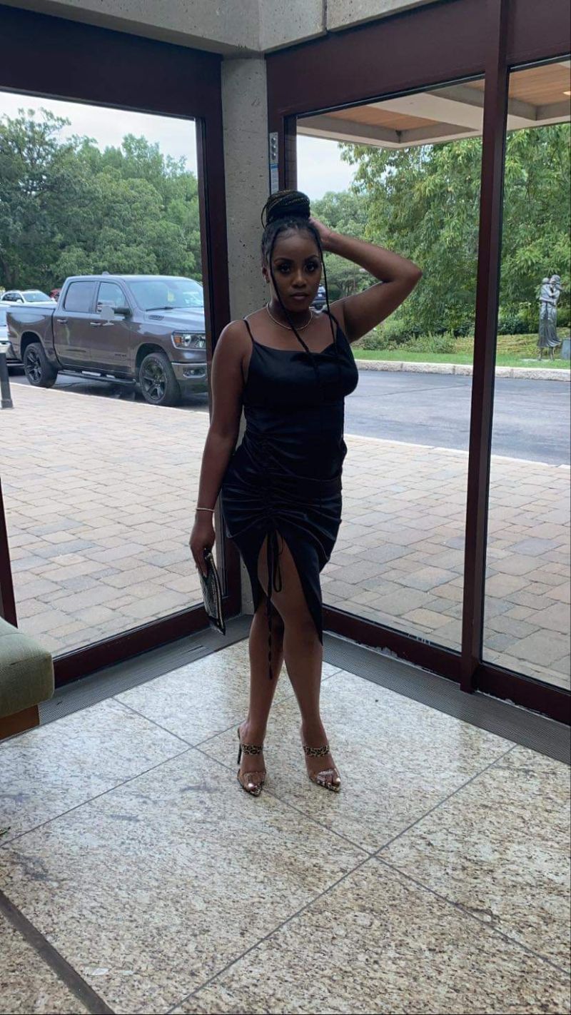 satin little black dress date night