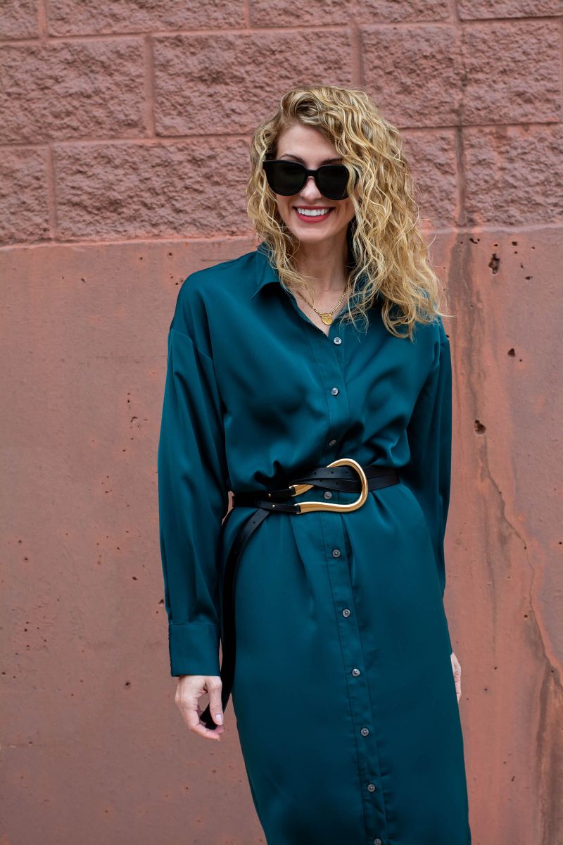 shirt dress with statement belt