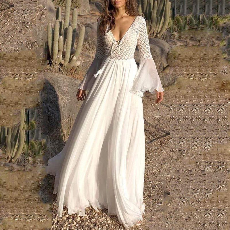 white boho maxi dress beach