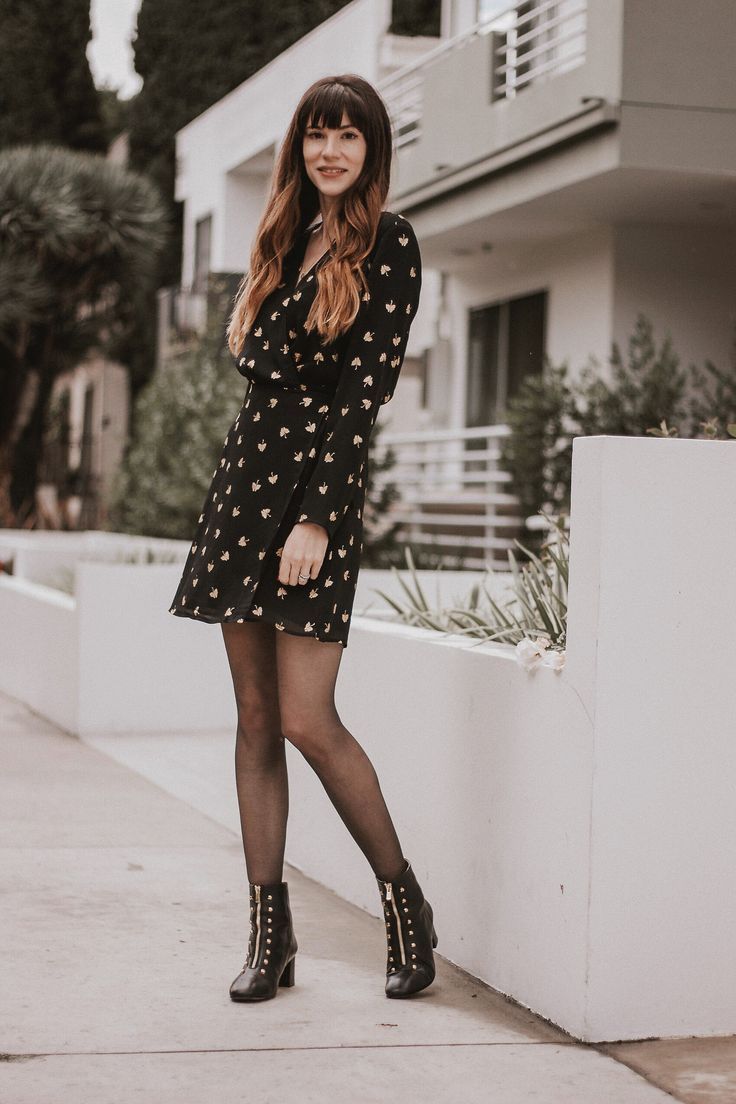 wrap fall dress with tights