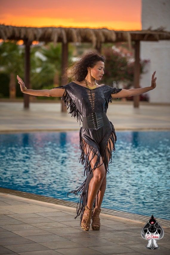 brown fringe dress burning man