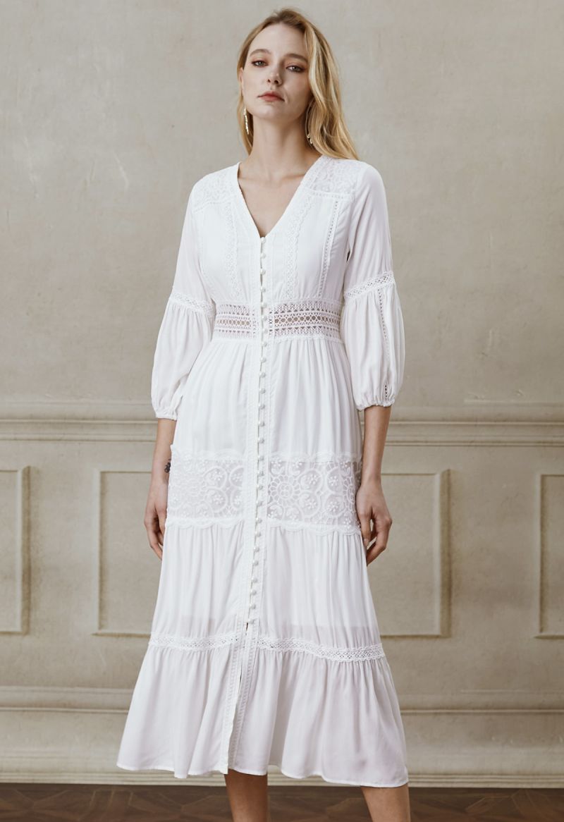 button front boho maxi dress