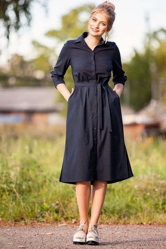 button front shirt dress midi
