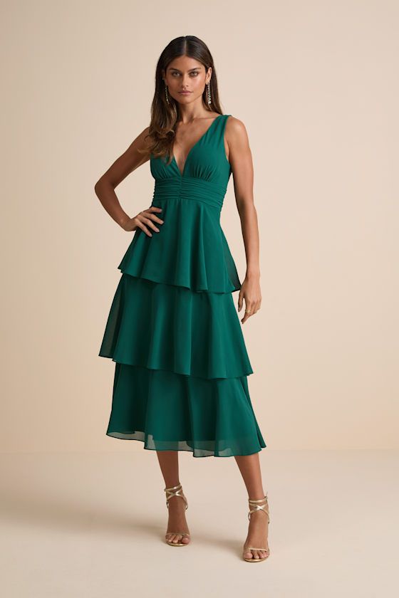 emerald green midi dress formal