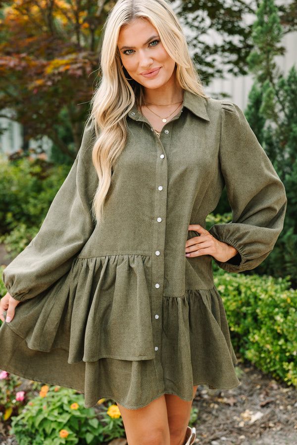olive green fall dress trendy
