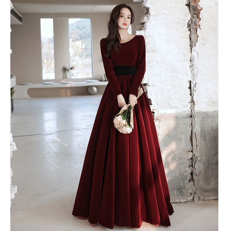 wine red winter dress elegant