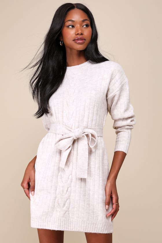 cable knit winter dress cream